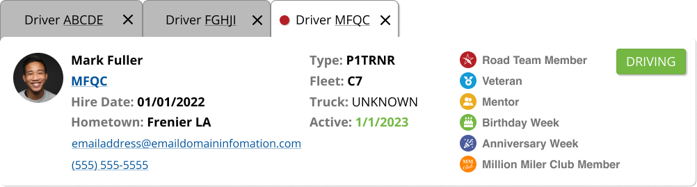 Driver Card component