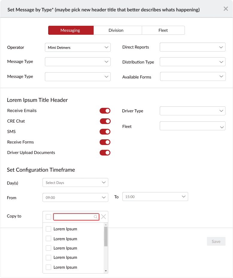 Messaging configuration