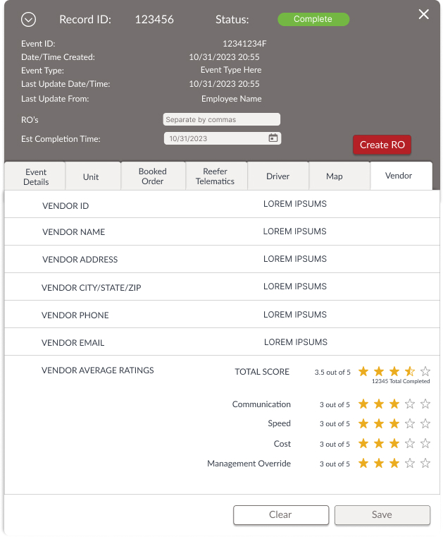 Record detail and status