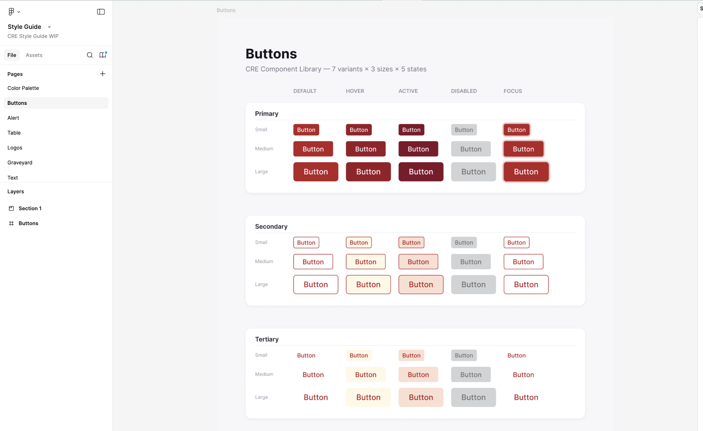 Button component in Storybook
